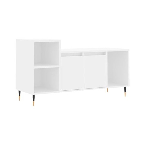 vidaXL Meuble TV, Armoire de Télévision avec 5 Compartiments, Meuble Télé avec Portes Salon Salle de Séjour, Moderne, Blanc B