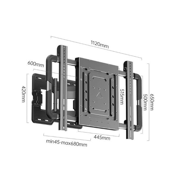 Pied TV Support Universel Support mural TV à mouvement complet pour téléviseurs de 55 à 120 pouces, support TV inclinable à d
