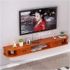 Meuble TV, Meuble Bas TV, étagères flottantes, Console multimédia TV Murale, Meuble TV Mural en Bois Massif pour Chambre à Co