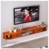 Meuble TV, Meuble Bas TV, étagères flottantes, Console multimédia TV Murale, Meuble TV Mural en Bois Massif pour Chambre à Co