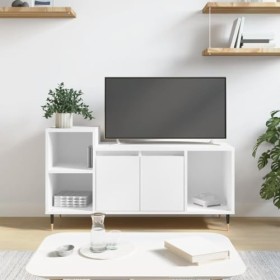 vidaXL Meuble TV, Armoire de Télévision avec 5 Compartiments, Meuble Télé avec Portes Salon Salle de Séjour, Moderne, Blanc B