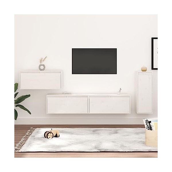 WREWING Meuble TV,Bas Table TV Support de Télévision en Bois pour Salon Chambre Salle à Manger,Support pour Téléviseur Jusqu’