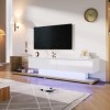 RCBDBSM Meuble TV lowboard Meuble TV avec 2 tiroirs spacieux Meuble TV avec étagères en Verre et éclairage LED pour Salon Cha