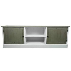 LHéritier Du Temps Meuble TV Télé Console de Salon Grand Meuble Bas de Rangement Etagères Placards en Bois Patiné Blanc 32,5