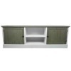 LHéritier Du Temps Meuble TV Télé Console de Salon Grand Meuble Bas de Rangement Etagères Placards en Bois Patiné Blanc 32,5