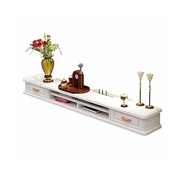 Meuble TV Flottant avec 2 Tiroirs Meuble TV Moderne Meuble MultiméDia Pour BoîTier de TéLéVision par Satellite DVD, éTagèRe P
