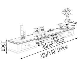 Meuble TV Flottant avec 2 Tiroirs Meuble TV Moderne Meuble MultiméDia Pour BoîTier de TéLéVision par Satellite DVD, éTagèRe P