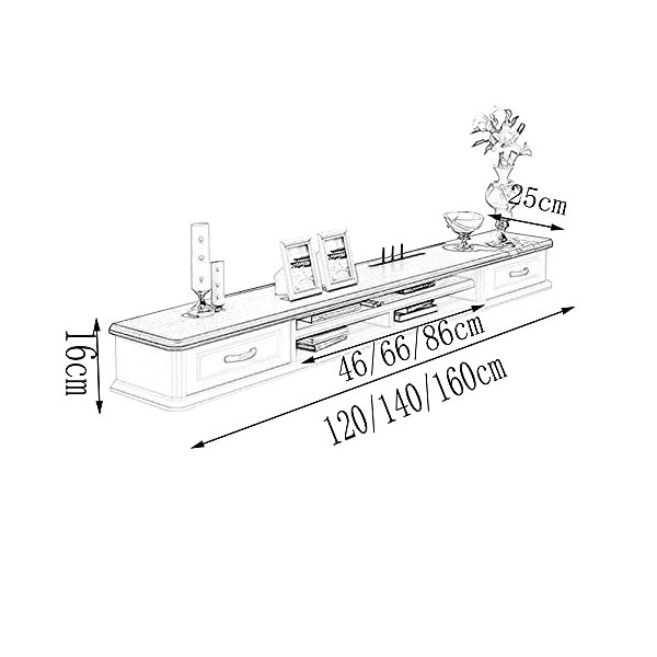 Meuble TV Flottant avec 2 Tiroirs Meuble TV Moderne Meuble MultiméDia Pour BoîTier de TéLéVision par Satellite DVD, éTagèRe P