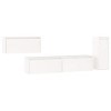 Meubles TV 4 pcs Blanc Bois Massif de pin - Meuble TV de Salon Banc Télé Industriel, Support Rangement Console Jeux Etagères