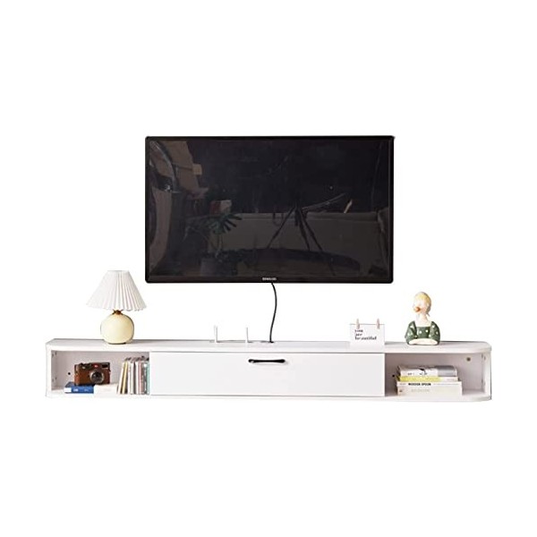 Uvency Console Multimédia Murale, Meuble Tv Flottant, Étagère de Rangement Multimédia Pour Chambre À Coucher, 100/120/140 Cm,