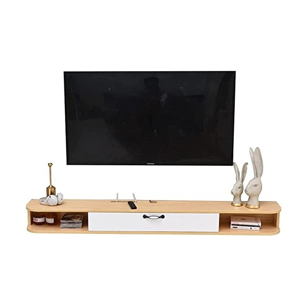 Uvency Console Multimédia Murale, Meuble Tv Flottant, Étagère de Rangement Multimédia Pour Chambre À Coucher, 100/120/140 Cm,