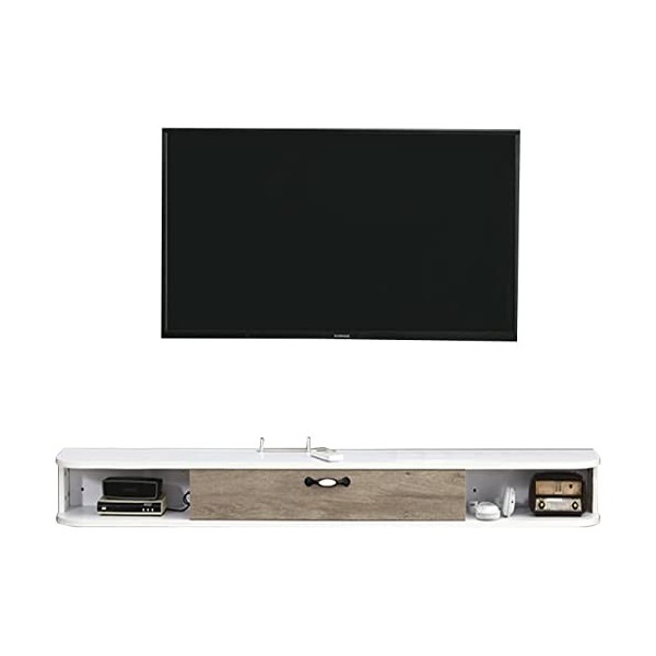Uvency Console Multimédia Murale, Meuble Tv Flottant, Étagère de Rangement Multimédia Pour Chambre À Coucher, 100/120/140 Cm,