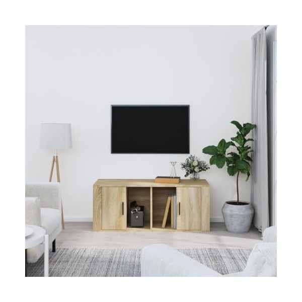 WREWING Meuble TV,Support pour Téléviseur Jusqu’à 50-80 Pouces,Table Télé avec Étagères Réglables,Bas Table TV Support de Tél