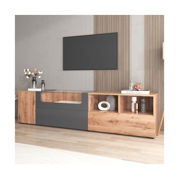 kubeier Meuble TV 190 x 40 x 48 cm Meuble TV Meuble TV Meuble TV Commode TV en Bois Buffet Bas en Bois avec lumières LED à Co