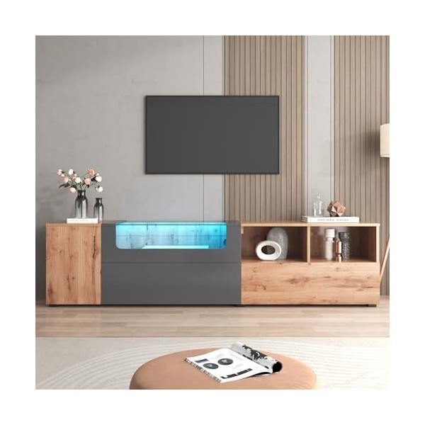 kubeier Meuble TV 190 x 40 x 48 cm Meuble TV Meuble TV Meuble TV Commode TV en Bois Buffet Bas en Bois avec lumières LED à Co