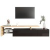 kubeier Lowboard Noir, Meuble TV Noir Brillant, avec éclairage LED 7 Couleurs réglables , avec 3 éléments, avec étagère en V
