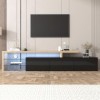 kubeier Lowboard Noir, Meuble TV Noir Brillant, avec éclairage LED 7 Couleurs réglables , avec 3 éléments, avec étagère en V