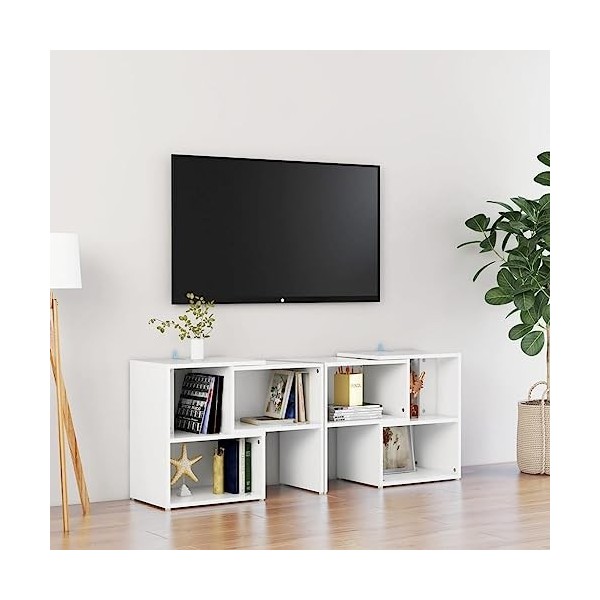 VEEKI Meuble TV, Meuble TV Suspendu, Meuble TV Blanc, Meuble TV Industriel, Meubles de Salon, Salon, Chambre, Cadre en Acier,