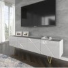 Meuble TV Space 180 cm 4D - Meuble TV moderne avec façade fraisée en MDF - Meuble bas avec 4 portes pour le salon - Pieds en 