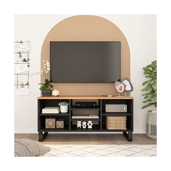 GANDUS Meuble TV 100 x 33 x 46 cm en bois dacacia massif et bois dingénierie