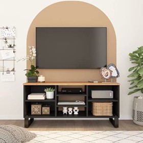 GANDUS Meuble TV 100 x 33 x 46 cm en bois dacacia massif et bois dingénierie