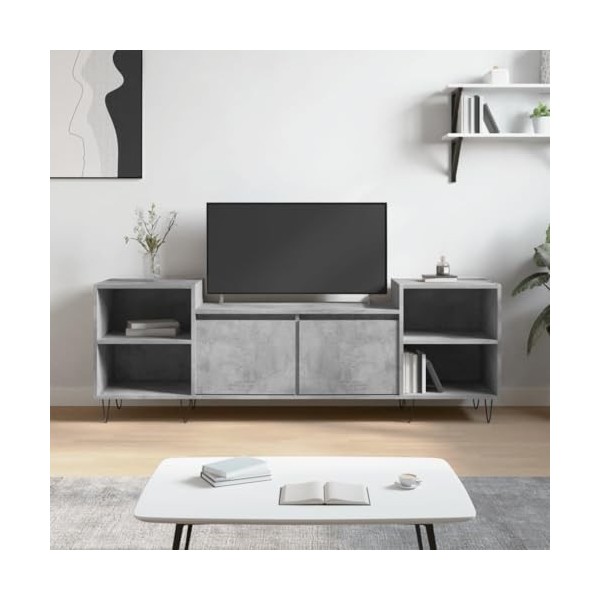 DIGBYS Meuble TV Béton Gris 160x35x55 cm Bois dingénierie