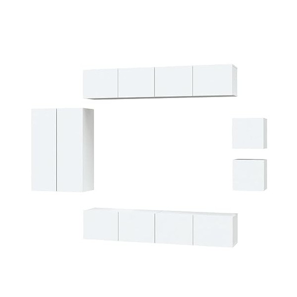 vidaXL Ensemble de Meubles TV 8 pcs Centres de Divertissement Armoires Multimédia Meubles de Salle de Séjour Intérieur Blanc 