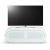 MDA Designs Lacerta BeamThru Meuble TV en verre avec cadre chromé pour écran plat jusquà 70" Blanc