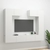 Ensemble de Meubles TV 6 pcs Blanc Brillant Bois dingénierie - Banc TV, Meuble TV Suspendu, Convient pour Salon ou Chambre
