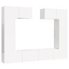 Ensemble de Meubles TV 6 pcs Blanc Brillant Bois dingénierie - Banc TV, Meuble TV Suspendu, Convient pour Salon ou Chambre