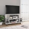 VEEKI Meuble TV, Meuble TV Suspendu, Meuble TV Blanc, Meuble TV Industriel, Meubles de Salon, Salon, Chambre, Cadre en Acier,