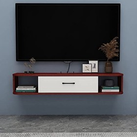 Meuble TV Flottant, Meuble TV Mural, Meuble TV Flottant Mat pour Salon, Salle de Divertissement, Bureau, étagère de Rangement