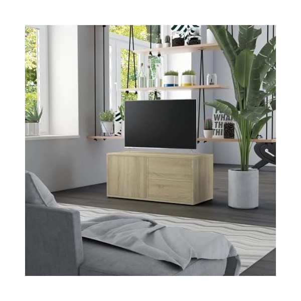Meuble TV Chêne Sonoma 80x34x36 cm Aggloméré - Meuble télé, Meuble TV Industriel, Meuble Chambre, Convient pour Salon ou Cham