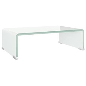 GuyAna Meuble TV/Support pour Moniteur 40 x 25 x 11 cm Verre Blanc,Meuble TV,Meuble TV Moderne,Meuble de Salon