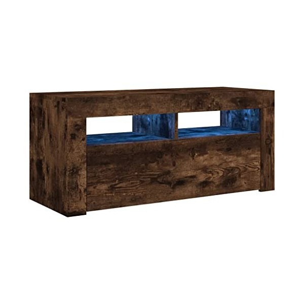 Meuble TV avec lumières LED Chêne fumé 90x35x40 cm - Banc TV, Meuble TV Suspendu, Convient pour Salon ou Chambre