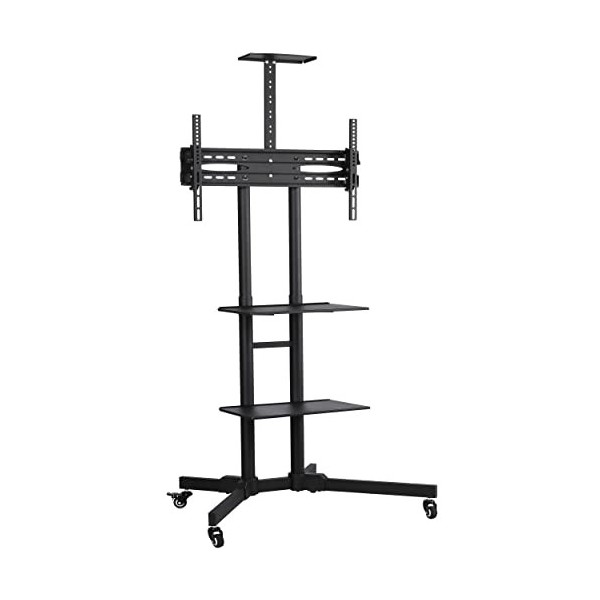 Yaheetech Support TV sur Pied Meuble TV Mobile Charge Max 50kg avec Gestion des Câbles 3 Tablettes pour 32 à 75 Pouce écrans/