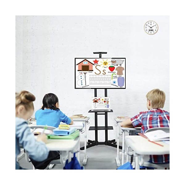 Yaheetech Support TV sur Pied Meuble TV Mobile Charge Max 50kg avec Gestion des Câbles 3 Tablettes pour 32 à 75 Pouce écrans/
