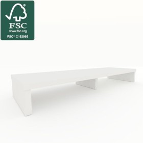 Henor Rehausse TV en Bois FSC® Double 120 x 35 x 15 cm Blanc Mat. Supporte +100 kg.