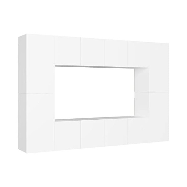 vidaXL Ensemble de Meubles TV 8 pcs Ensemble dArmoires Stéréo Centres de Divertissement Salon Salle de Séjour Maison Intérie