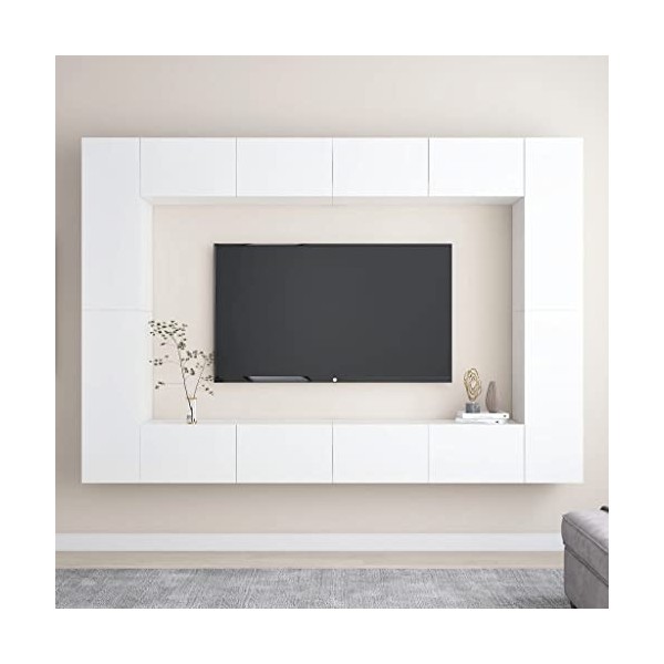 vidaXL Ensemble de Meubles TV 8 pcs Ensemble dArmoires Stéréo Centres de Divertissement Salon Salle de Séjour Maison Intérie