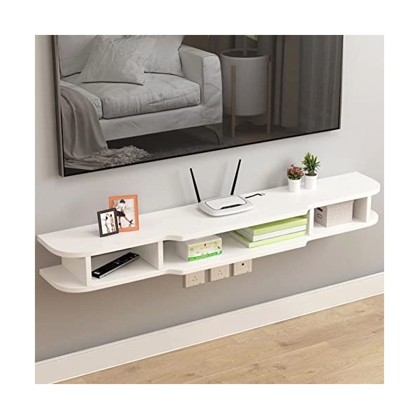 EsEntL Meuble TV Flottant, Console TV Suspendue, Étagère De Fond Murale pour Lecteur DVD/Blu-Ray, Boîte De Télévision par Sat