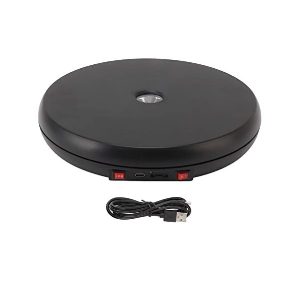 Mumusuki Présentoir Rotatif motorisé, Présentoir à Plateau Tournant Rotatif motorisé électrique avec Lumière LED de 10 Pouces