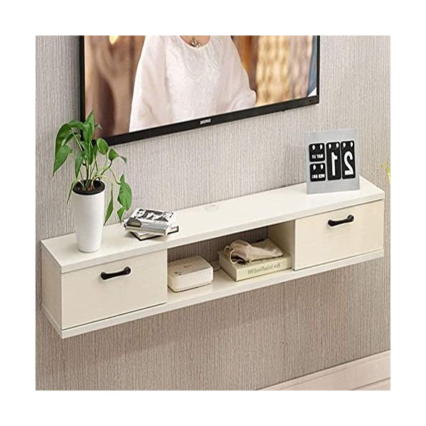 Meuble TV Étagère de télévision Flottante Meuble de télévision Mural Moderne Tenture Murale en Bois Massif Salon Simple Petit
