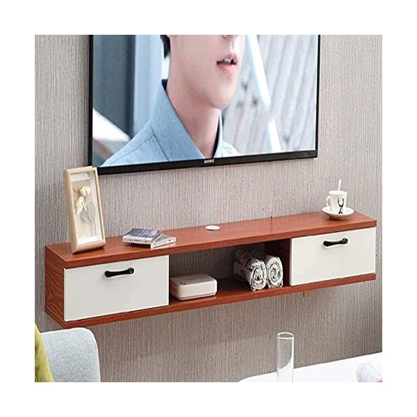Meuble TV Étagère de télévision Flottante Meuble de télévision Mural Moderne Tenture Murale en Bois Massif Salon Simple Petit
