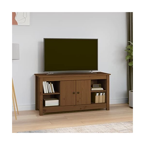 DCRAF Centres de divertissement et meubles TV, meuble TV marron miel 103 x 36,5 x 52 cm en pin massif