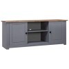 DCRAF Meuble TV gris 120x40x50 cm pin massif gamme Panama