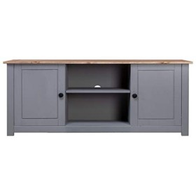 DCRAF Meuble TV gris 120x40x50 cm pin massif gamme Panama