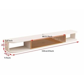Meubles TV Support de Meuble TV Mural Flottant de 63 Pouces, étagère de Rangement Murale en Bois for Console multimédia for t