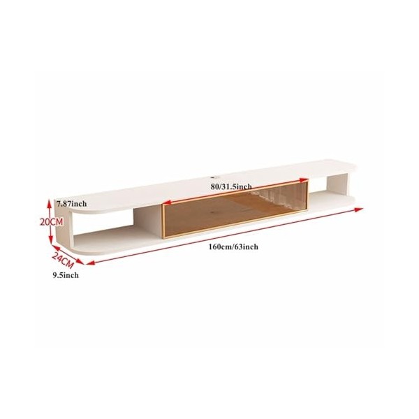 Meubles TV Support de Meuble TV Mural Flottant de 63 Pouces, étagère de Rangement Murale en Bois for Console multimédia for t