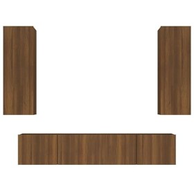 Furniture-sets-Meuble TV 4 pièces Chêne Marron